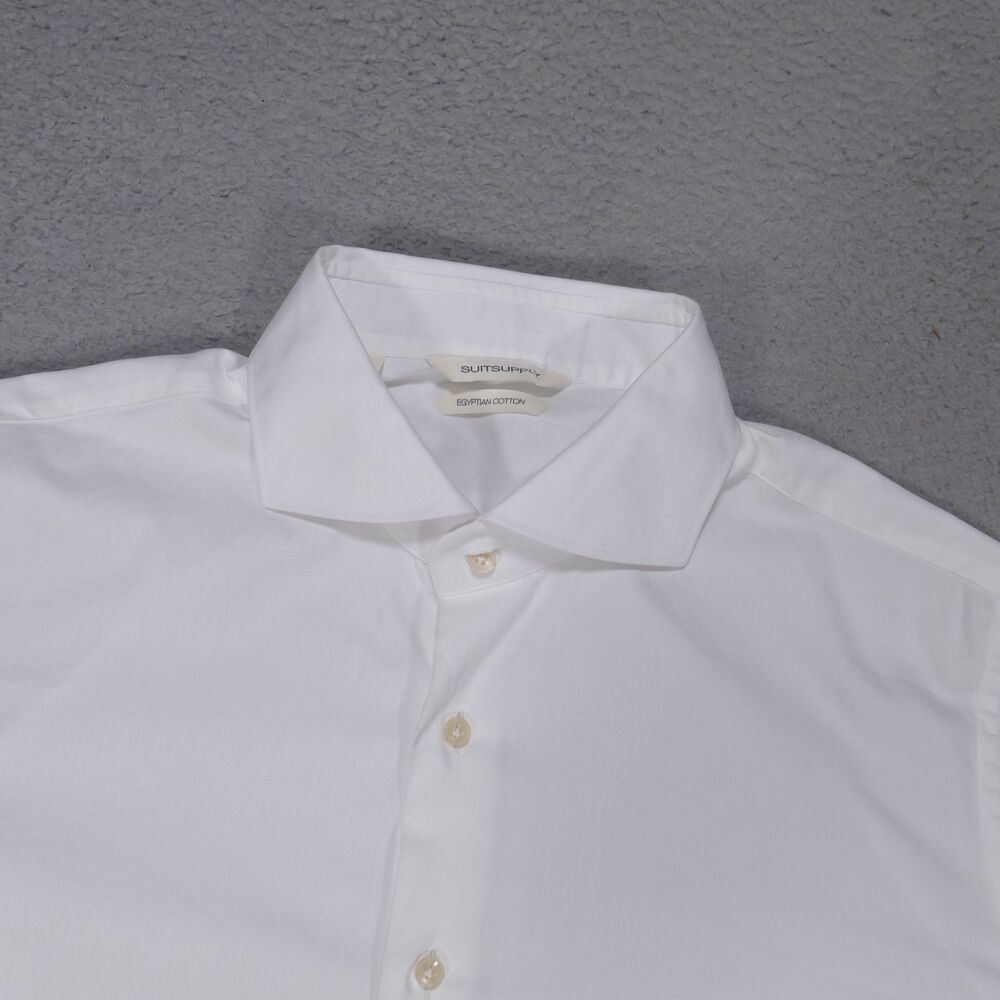SuitSupply Dress Shirt Men's 16.5 Extra Slim Fit Blue Egyptian Cotton Cutaway